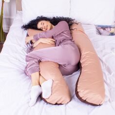 Акція на Подушка для вагітних та відпочинку MirSon Delicate Satin №8028 U-подібна Cappuccino від Rozetka