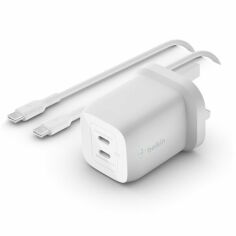 Акція на Сетевое ЗУ Belkin Home Charger 65W GAN PD PPS Dual USB-С - USB-С 2m (WCH013VF2MWH-B6) від MOYO