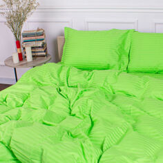 Акция на Постельное белье 30-0016 Light Green сатин-страйп MirSon Двуспальный евро комплект от Podushka