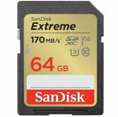 Акция на Карта памяти SanDisk SD 64GB C10 UHS-I U3 R170/W80MB/s Extreme V30 (SDSDXV2-064G-GNCINЯ) от MOYO