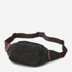 Акція на Сумка на пояс бананка чоловіча тканинна Vintage leather-20085 Чорна від Rozetka