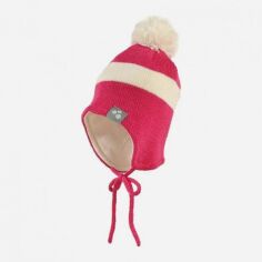 Акция на Дитяча зимова шапка в'язана на зав'язках з помпоном для дівчинки Huppa Viiro 1 83620100-70063 43-45 см от Rozetka