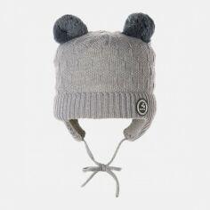 Акция на Дитяча зимова шапка в'язана на зав'язках з вушками для хлопчика Huppa Remy 94370008-90028 51-53 см от Rozetka