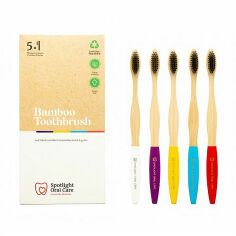 Акція на Набір бамбукових зубних щіток Spotlight Oral Care Bamboo Toothbrush, 5 шт від Eva