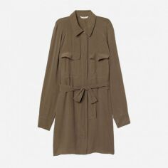 Акція на Сукня-сорочка коротка жіноча H&M 7030468dlog 38 Хакі від Rozetka