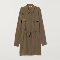 Акція на Сукня-сорочка коротка жіноча H&M 7030468dlog 36 Хакі від Rozetka