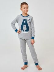 Акція на Піжама дитяча (футболка з довгими рукавами + штани) Smil 104695 122 см Сіра меланж від Rozetka