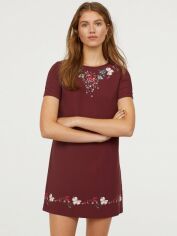 Акція на Сукня-футболка коротка осіння жіноча H&M 0669361-8 32 Бордова від Rozetka