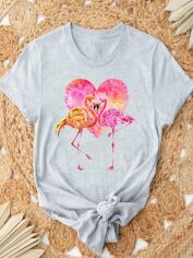 Акция на Футболка жіноча Love&Live Flamingo love LLP02930 2XL Сіра от Rozetka