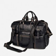 Акция на Шкіряна чоловіча сумка Vintage leather-14204 Чорна от Rozetka