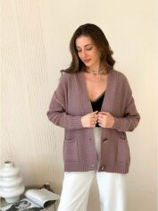 Акція на Кардиган з домішкою вовни в'язаний жіночий ARTKNIT Casual 27652 One Size Троянда від Rozetka