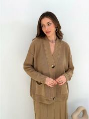 Акція на Кардиган з домішкою вовни в'язаний жіночий ARTKNIT Casual 27649 One Size Капучино від Rozetka