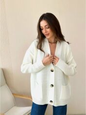Акція на Кардиган з домішкою вовни в'язаний жіночий ARTKNIT Casual 27653 One Size Молочний від Rozetka
