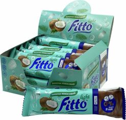 Акція на Упаковка батончиків кокосових Fitto Light у шоколадній глазурі 40 г х 12 шт. від Rozetka