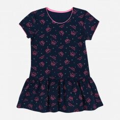 Акция на Дитяче літнє плаття для дівчинки ЛяЛя 15СК117 (2-421) 98 см Темно-синє з принтом от Rozetka