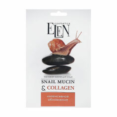 Акція на Тканинна маска для обличчя Elen Cosmetics Snail Mucin & Collagen, 25 мл від Eva