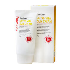 Акція на Сонцезахисний крем Farm Stay Sun Care+ DR-V8 Vita Sun Cream SPF 50+ PA+++ вітамінізований, 70 г від Eva