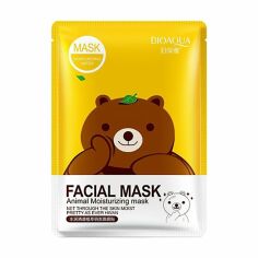 Акція на Тканинна маска для обличчя Bioaqua Facial Mask Animal Moisturizing with Green Tea з есенцією зеленого чаю, 30 г від Eva