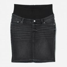 Акція на Спідниця джинсова для вагітних міні літня жіноча H&M Mama XAZ235530TAKG L Темно-сіра з чорним від Rozetka
