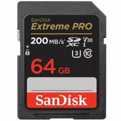 Акція на Карта памяти SanDisk SD 64GB C10 UHS-I U3 R200/W90MB/s Extreme Pro V30 (SDSDXXU-064G-GN4INЯ) від MOYO