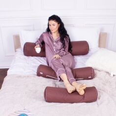 Акція на Подушка-валик MirSon №8376 Naturale Line 19-1217 Chocolate Perla Tencel 60х20 см від Rozetka