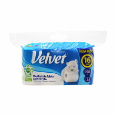 Акція на Туалетний папір Velvet Soft White 3-шаровий, 150 відривів, 16 рулонів від Eva
