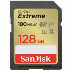 Акція на Карта памяти SanDisk SD 128GB C10 UHS-I U3 R180/W90MB/s Extreme V30 (SDSDXVA-128G-GNCINЯ) від MOYO