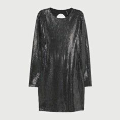 Акция на Сукня вечірня міні жіноча H&M 1703-7512140 XS Чорна з сріблястим от Rozetka