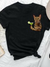 Акция на Футболка жіноча Love&Live Cheeky cat-2 LLP03015 XL Чорна от Rozetka