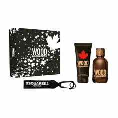 Акція на Парфумований набір чоловічий Dsquared2 Wood Pour Homme (туалетна вода, 100 мл + гель для душу, 100 мл + брелок) від Eva