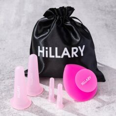 Акция на Набір Вакуумних банок для масажу обличчя Hillary + Силіконовий масажер от Hillary-shop UA