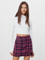 Акція на Спідниця міні осіння жіноча Bershka XAZ371837SEDU XS Малинова з чорним від Rozetka