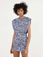 Акція на Плаття-футболка коротке літнє жіноче Bershka XAZ262811XPKV S Блакитне з чорним від Rozetka