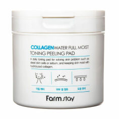 Акція на Тонізувальні пілінг-пади для обличчя FarmStay Collagen Water Full Moist Toning Peeling Pad з колагеном, 70 шт від Eva