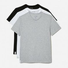 Акція на Футболка Lacoste 64257105 3XL (3 шт) Білий/Сірий/Чорний від Rozetka