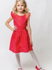 Акция на Дитяче літнє плаття для дівчинки Ластівка 20_3192 134 см Червоне у горох от Rozetka