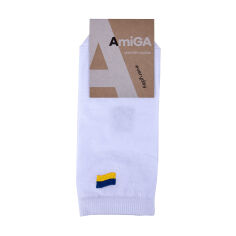 Акція на Шкарпетки жіночі AmiGA укорочені, білі з вишивкою прапор, розмір 23-25 від Eva