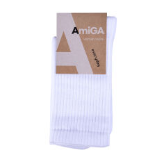 Акция на Шкарпетки жіночі AmiGA високі, спорт, білі, розмір 23-25 от Eva