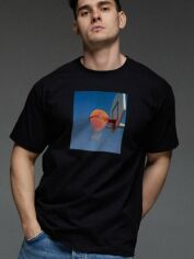 Акція на Футболка бавовняна довга чоловіча Aspirine Space Jam ASPB10019 2XL Чорна з принтом від Rozetka