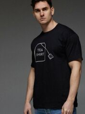 Акція на Футболка бавовняна довга чоловіча Aspirine Tea shirt ASPB10012 XL Чорна з принтом від Rozetka