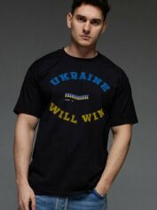 Акція на Футболка бавовняна довга чоловіча Aspirine Ukraine will win ASPB10072 M Чорна з принтом від Rozetka