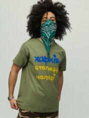 Акція на Футболка бавовняна довга чоловіча Yappi MOL10209 S Хакі зелена від Rozetka