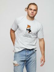 Акція на Футболка бавовняна довга чоловіча Yappi MG2658 L Сіра від Rozetka