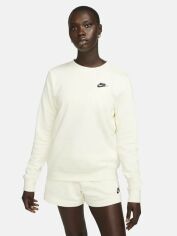 Акция на Свитшот утепленный женский Nike Club Fleece Crew DQ5473-113 L Белый с принтом от Rozetka