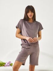 Акция на Піжама (футболка + шорти) жіноча великих розмірів BARWA garments 0290/291 XL Темний фрез от Rozetka