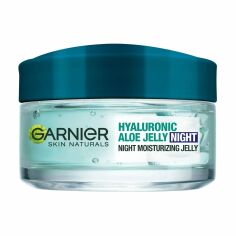 Акція на Нічний зволожувальний гіалуроновий алое-гель для обличчя Garnier Skin Naturals Hyaluronic Aloe Jelly Night для всіх типів шкіри, 50 мл від Eva