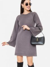 Акція на Сукня в'язана коротка осіння жіноча SVTR 504 46-48 Сіра від Rozetka