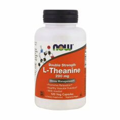 Акція на Дієтична добавка в капсулах NOW Foods Double Strength L-Theanine L-Теанін, 200 мг, 120 шт від Eva