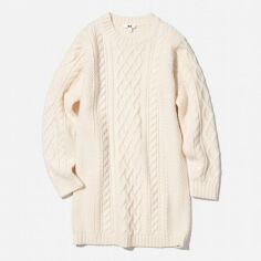 Акція на Плаття в'язане коротке зимове жіноче Uniqlo 24431072 XS Біле від Rozetka
