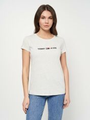 Акція на Футболка жіноча Tommy Hilfiger 11042.2 S Світло-сіра від Rozetka